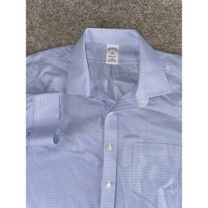 Brooks Brothers Non Iron Cotton Shirt Blue Knit Plaid Mens 2XLT Preppy 18-36/37